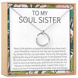 Soul Sisters Necklace - Best Friend Gift Jewelry, Long Distance, Friends Forever, Present Heartfelt Card & Jewelry Gift ideas for Birthday, Holidays & More