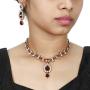 MUCH-MORE Indian Traditional Crystal Necklace Earrings Set Ethnic Wedding Party Jewelry for Women