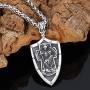 GuoShuang ST.Michael Archangel Cross Shield Prayer Saint Nicholas Medal Amulet Pendant Necklace Stainless Steel