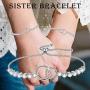 GDDX Mother Daughter Bracelet, Sister Link Bracelet - Sterling Silver Two Interlocking Infinity Double Circles, Birthday Gift for Mom Daughter