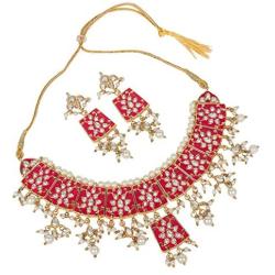 YouBella Jewellery Bollywood Ethnic Bridal Wedding Traditional Choker Indian Necklace Set with Earrings for Women