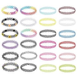BodyJ4You 24PC Choker Necklace Set Henna Tattoo Stretch Elastic Jewelry Women Girl Gift Pack