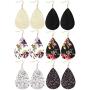 Finrezio 6pairs Teardrop Leather Dangle Earrings for Women Girls Statement Druzy Flower Drop Dangling Earring Set