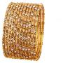 Touchstone New Golden Bangle Collection Indian Bollywood Charming Look Embellished with Yellow Color Rhinestone Thin Designer Jewelry Bangle Bracelets Set of 12. in Antique Gold Tone for Women.