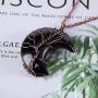 Bivei Tree of Life Crescent Moon Necklace Copper Wire Wrap Natural Gemstones Pendant Crystals and Healing Stones Necklace