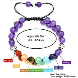 Innovahome 7 Chakra Bracelet for Stress and Anxiety Relief, for Yoga Meditation, Energy Stone Beads, Adjustable Bracelet