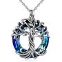 TOUPOP Mom Gifts for Mothers Day Sterling Silver Tree of Life Necklace with Blue Circle Crystal Family Jewelry Gifts for Mom Women Mother Grandmother Teen Girls Friend Birthday