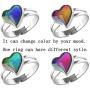 Acchmn Mood Ring Heart Shaped Changing Color Emotion Feeling Finger Ring 2 Pcs with Box