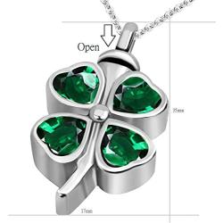 JMQJewelry Lucky Clover Cremation Urn Necklace for Ashes Memorial Keepsake Pendant