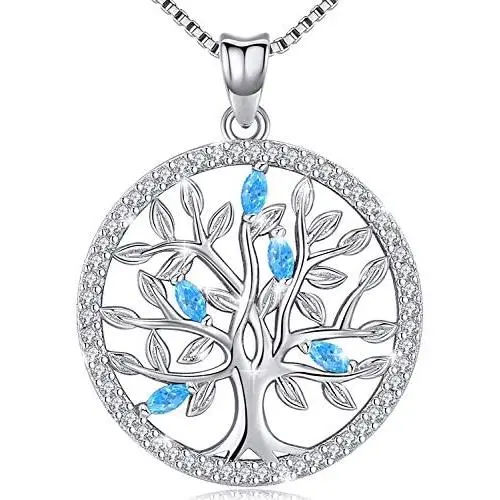 Aniu Birthstone-Necklace for Women, Solid Sterling Silver Family Tree-of-Life-Pendant, Crystal Gemstone Charm Jewelry, Birthday Gift for Mom Wife Girlfriend Grandma Aniu Birthstone-Necklace for Women, Solid Sterling Silver Family Tree-of-Life-Pendant, Crystal Gemstone Charm Jewelry, Birthday Gift for Mom Wife Girlfriend Grandma