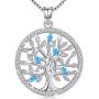 Aniu Birthstone-Necklace for Women, Solid Sterling Silver Family Tree-of-Life-Pendant, Crystal Gemstone Charm Jewelry, Birthday Gift for Mom Wife Girlfriend Grandma