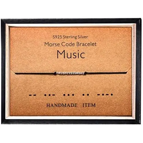 Morse Code Bracelet 925 Sterling Silver Beads on Silk Cord Secret Message music bracelet Gift Jewelry for her Morse Code Bracelet 925 Sterling Silver Beads on Silk Cord Secret Message music bracelet Gift Jewelry for her
