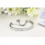 HUANIAN Stainless Steel 6mm Width 2 Row of Crystal Bangle Cuff Bracelet with Heart Extend Chain for Women HUANIAN Stainless Steel 6mm Width 2 Row of Crystal Bangle Cuff Bracelet with Heart Extend Chain for Women