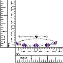 Gem Stone King 925 Sterling Silver Purple Amethyst Women Adjustable Tennis Bracelet (3.75 Ct)