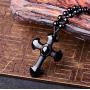 Obsidian crystal cross Amulet necklace pendant with adjustable bead chain for women or men