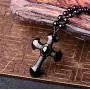 Obsidian crystal cross Amulet necklace pendant with adjustable bead chain for women or men Obsidian crystal cross Amulet necklace pendant with adjustable bead chain for women or men