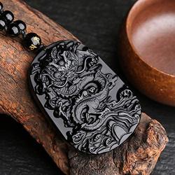 ASGIFT Unique Gifts for Men Women, Black Obsidian Charms Necklace, Healing Crystal Stone Pendant