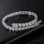 14k White Gold Plated Round Cut 5 Cubic Zirconia Tennis Bracelet 7.5 inch for Men and Women