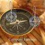 Sterling Silver Compass Earrings Compass dangle Drop Earrings Jewelry for Women