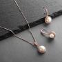 Mariell Freshwater Pearl Wedding Necklace & Earrings Rose Gold Halo Jewelry Set for Bridesmaids & Brides