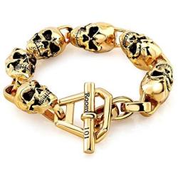 Room101 Stainless Steel Skull Link Bracelet - Choise of Size and Color