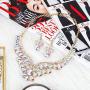 SP Sophia Collection Womens Bridal Teardrop Filigree Austrian Crystal Necklace and Earring Jewelry Set