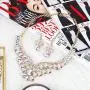 SP Sophia Collection Womens Bridal Teardrop Filigree Austrian Crystal Necklace and Earring Jewelry Set