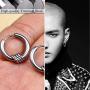 Mens Hoop Earrings With Cross Feather Cone Ball Chain Dangle Black Silver 316L Stainless Steel Punk Hip Hop Rock Gothic Style Kpop Earrings For Men Women Teen Boys Girls