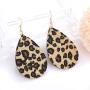 Leopard Print Pendant Necklace Drop Earrings Bangle Bracelet Set-Cheetah Print Leather Jewelry Set for Women