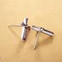 AllenCOCO 14K Gold Plated Girls Amethyst Cross Stud Earrings 925 Sterling Silver Earrings for Women