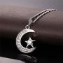 U7 Statement Islamic Jewelry I Love You to The Moon and Back Crescent Moon Star Pendant Necklace