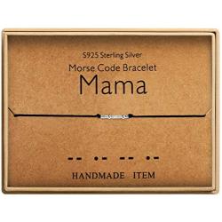 Mama Bracelet Morse Code Jewelry Gift for Mom Sterling Silver Beads on Silk Cord inspirational Gift for Her