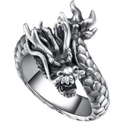 Vintage Dragon Open Rings Mens Retro Personality Index Finger Domineering Ring for Boys Student