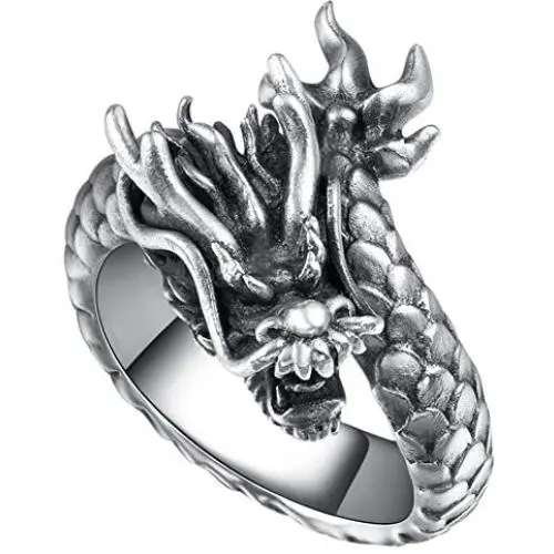 Vintage Dragon Open Rings Mens Retro Personality Index Finger Domineering Ring for Boys Student Vintage Dragon Open Rings Mens Retro Personality Index Finger Domineering Ring for Boys Student