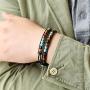 Leather Wrap Cuff Bracelet Turtle Turquoise and Tiger Eye Beads Handmade Bangle Boho Wristband for Men Women