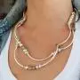 Lizzy James Bella Bracelet Necklace in Silver and Metallic Gunmetal Gray Leather