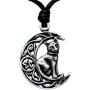 Cat Jewelry Celtic Crescent Moon Star Pentacle Pentagram Magic Wiccan Wicca Pagan Witch Witchcraft Protection Amulet Mens Pewter Pendant Necklace Lucky Good luck Charm Talisman for Men Women Girls