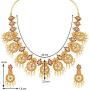 Aheli Beautiful Wedding Wear Indian Laxmi Goddess Faux Stone Studded Floral Design Crafted Necklace Earrings Set Ethnic Fashion Jewelry for Women