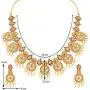 Aheli Beautiful Wedding Wear Indian Laxmi Goddess Faux Stone Studded Floral Design Crafted Necklace Earrings Set Ethnic Fashion Jewelry for Women