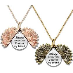 HN HNHB Mother Daughter Grandma Aunt Niece Necklace Jewelry Gifts Sunflower Pendant Charm The Love Between a Mother & Daughter is Forever