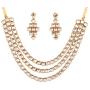 Touchstone ''Contemporary Kundan Collection Indian Bollywood tthree Layer Square Kundan Look Jewelry Necklace Set in Antique Gold Tone for Women