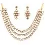 Touchstone ''Contemporary Kundan Collection Indian Bollywood tthree Layer Square Kundan Look Jewelry Necklace Set in Antique Gold Tone for Women
