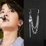 Punk Tassel Crawler Climber Small Hoop Earring for Women Girls Men Stainless Steel Cartilage Double Pair Hoops Vine Clip on Multi Layered Chain Drop Bar Dangle Fashion Jewelry 1 Piece