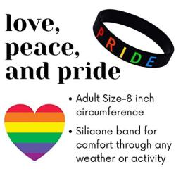 Dynec Pride Bracelet, Silicone Wristbands, Support LGBTQ, Rainbow Color (1, 2, 5, and 10 Packs Available)