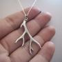 FashionJunkie4Life Sterling Silver Textured Deer Antler Pendant Necklace, 18'' Chain