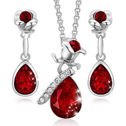 CDE Jewelry Sets for Women Rose Gold Jewelry Embellished with Crystal from Austria Mothers Day Jewelry Gifts Necklace and Earrings Set for Mom Wife