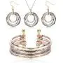 ORAZIO Metal Statement Jewelry Set for Women Triple Circles Pendant Necklace Dangle Earrings Cuff Bracelet ORAZIO Metal Statement Jewelry Set for Women Triple Circles Pendant Necklace Dangle Earrings Cuff Bracelet