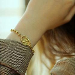 Smile Bracelets for Women,6.7inch Gold Charm Bracelets for Women and Girls,Smile with Good Luck Friendship Bracelets