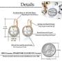 Round Swarovski Crystal Halo Drop Leverback Earrings for Women 14K Gold Plated Hypoallergenic Earrings