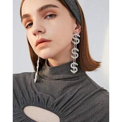 WPY Glitter Crystal Dollar Money Sign Symbol Drop Dangle Fashion Earrings Fashion Jewelry